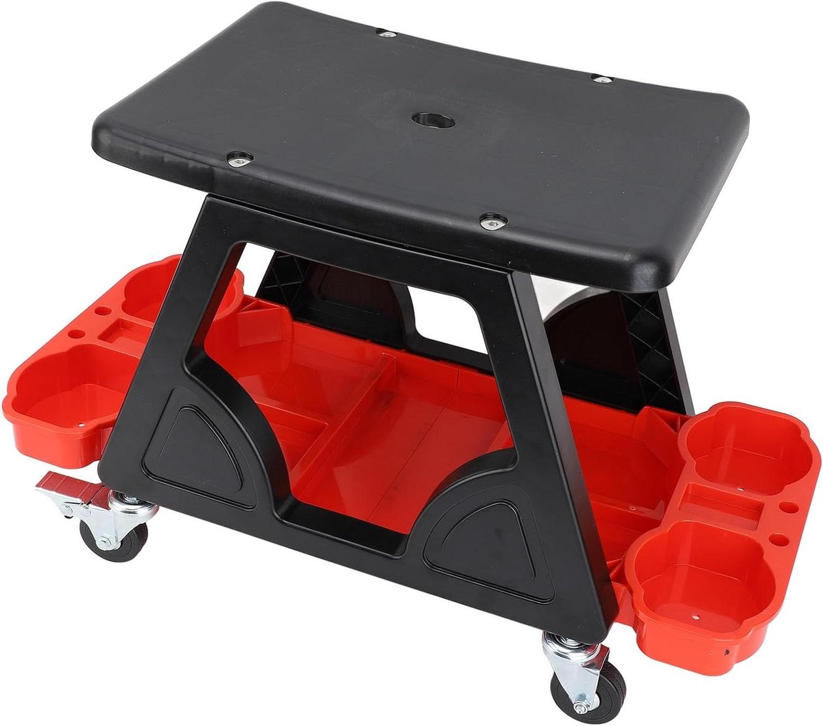 Werkkruk - Monteurskruk - Auto Onderhoud - Met Opbergruimte - 40x29x15 cm - Zwart