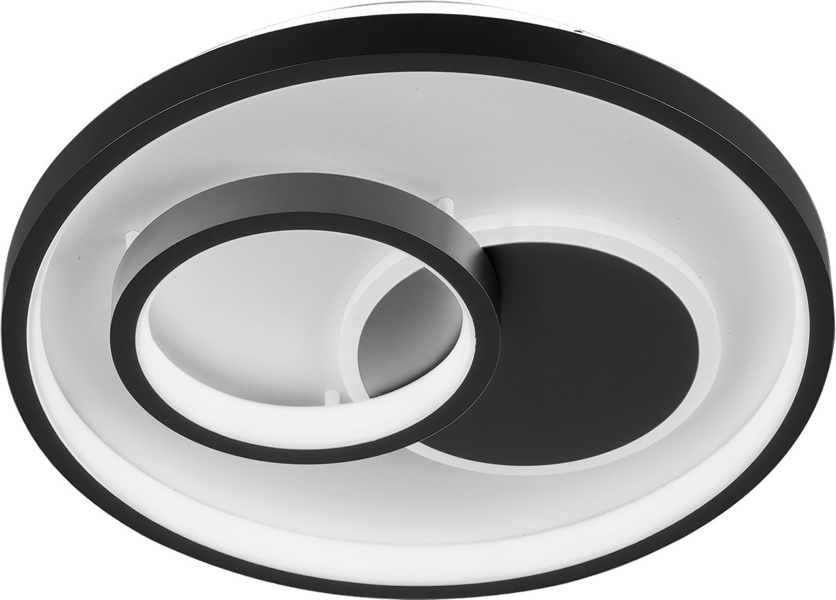 Lemlit LED Plafondlamp - Moderne Plafondverlichting met Ringdesign - 30W 3000 lm met 3 Kleurtemperaturen - met Geheugenfunctie - voor Woonkamer Slaapkamer Keuken en Hal 30 cm- Zwart