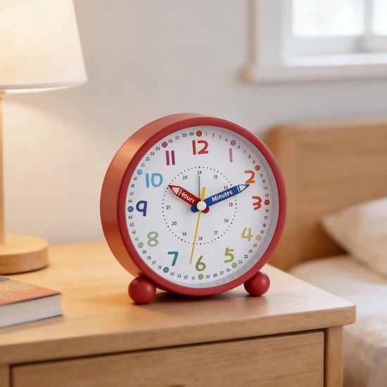 Kinderwekker Analoog - Stille Klok - Kinderen Leren - Groot Cijfer Display - 11.5 cm - Meerdere Kleuren — afbeelding 4