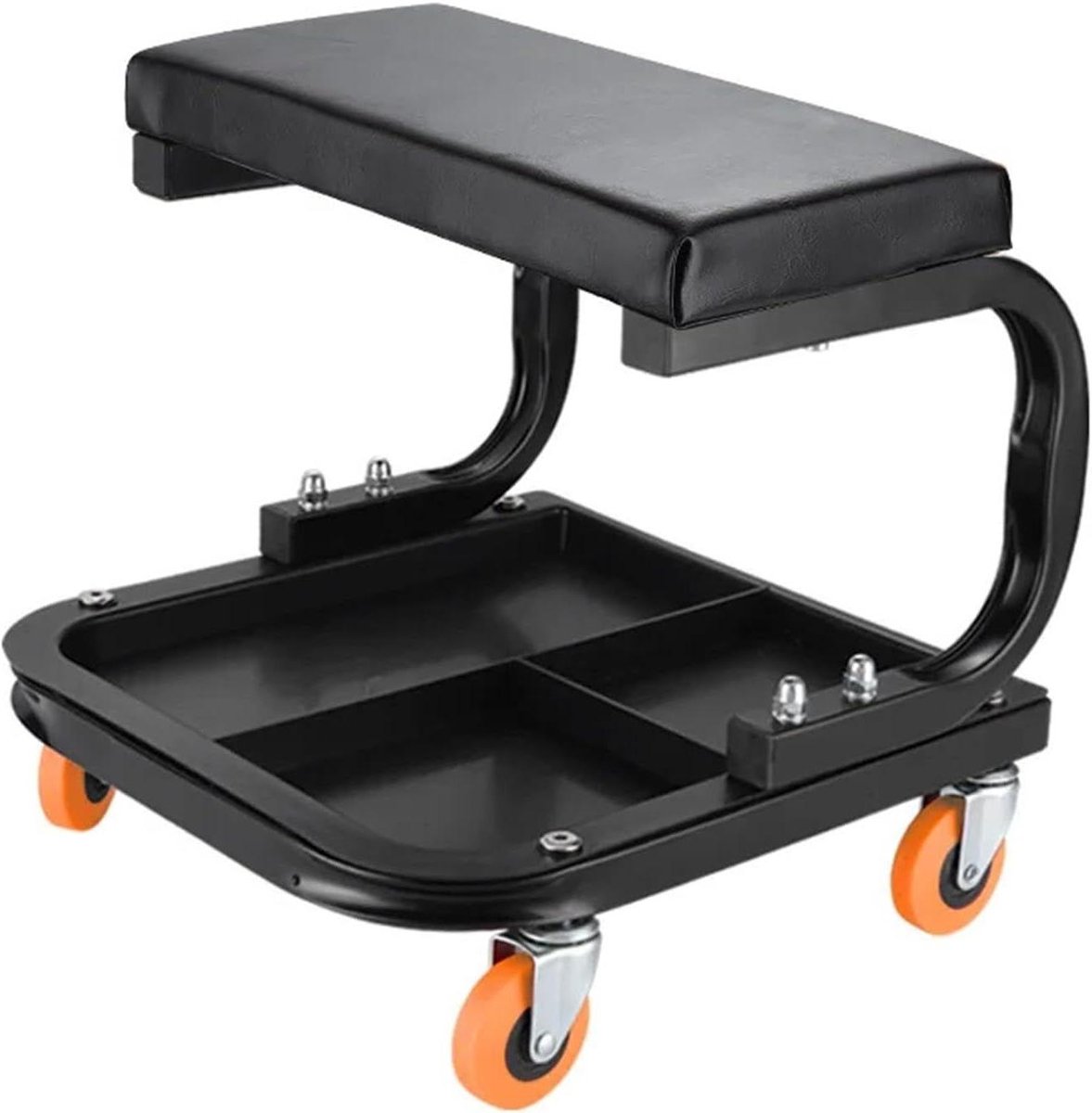 Werkplaatskruk - Monteurstoel rol - Autoreparatie - Met opbergvak - 37 x 36 x 33 cm - Zwart