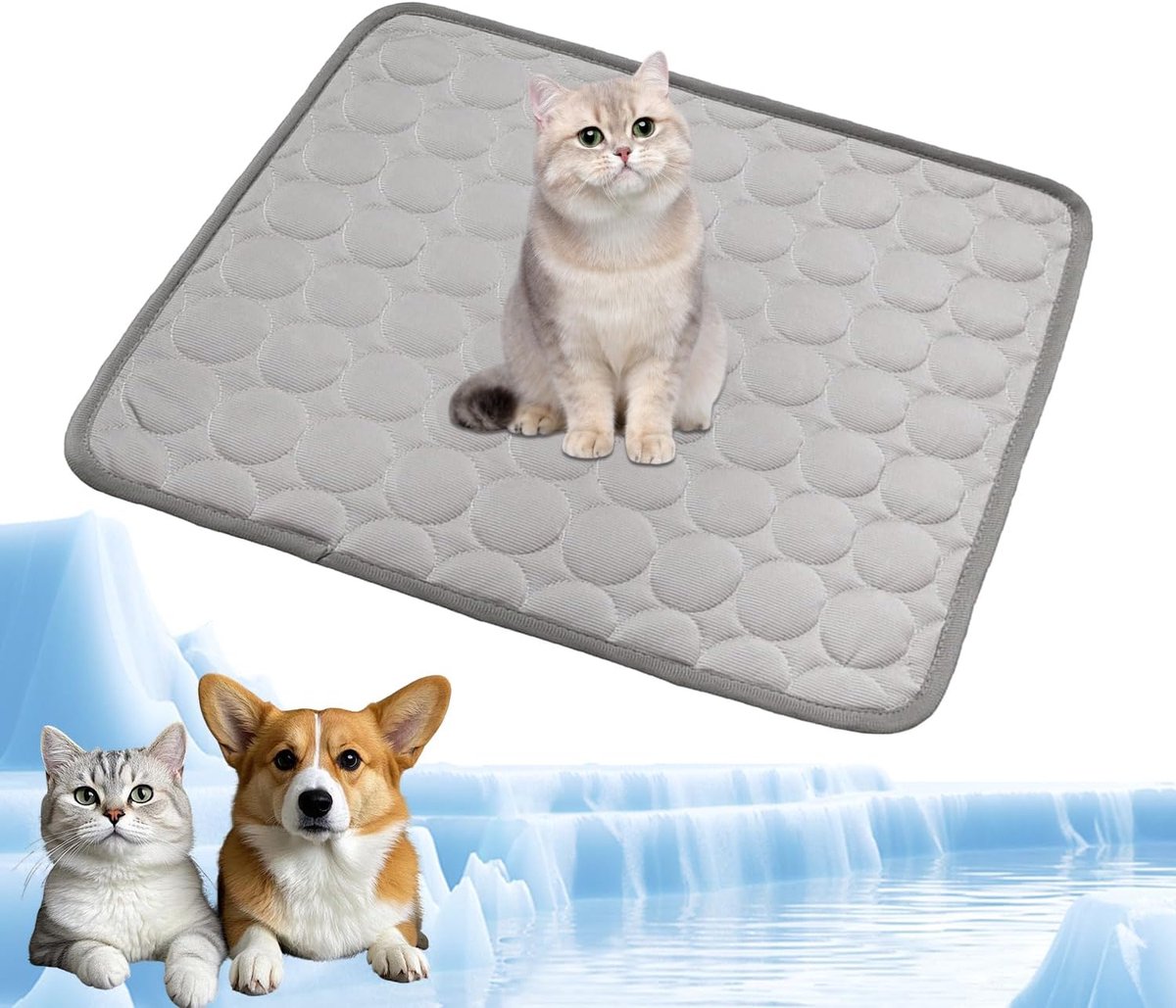 VHV - Koelmatten - Koelmatten voor honden - Koelmat voor honden en katten tijdens warm zomerweer - Koele en duurzame huisdiermat - Accessoire voor thuis en op reis - 62 x 50 cm - M - Grijs
