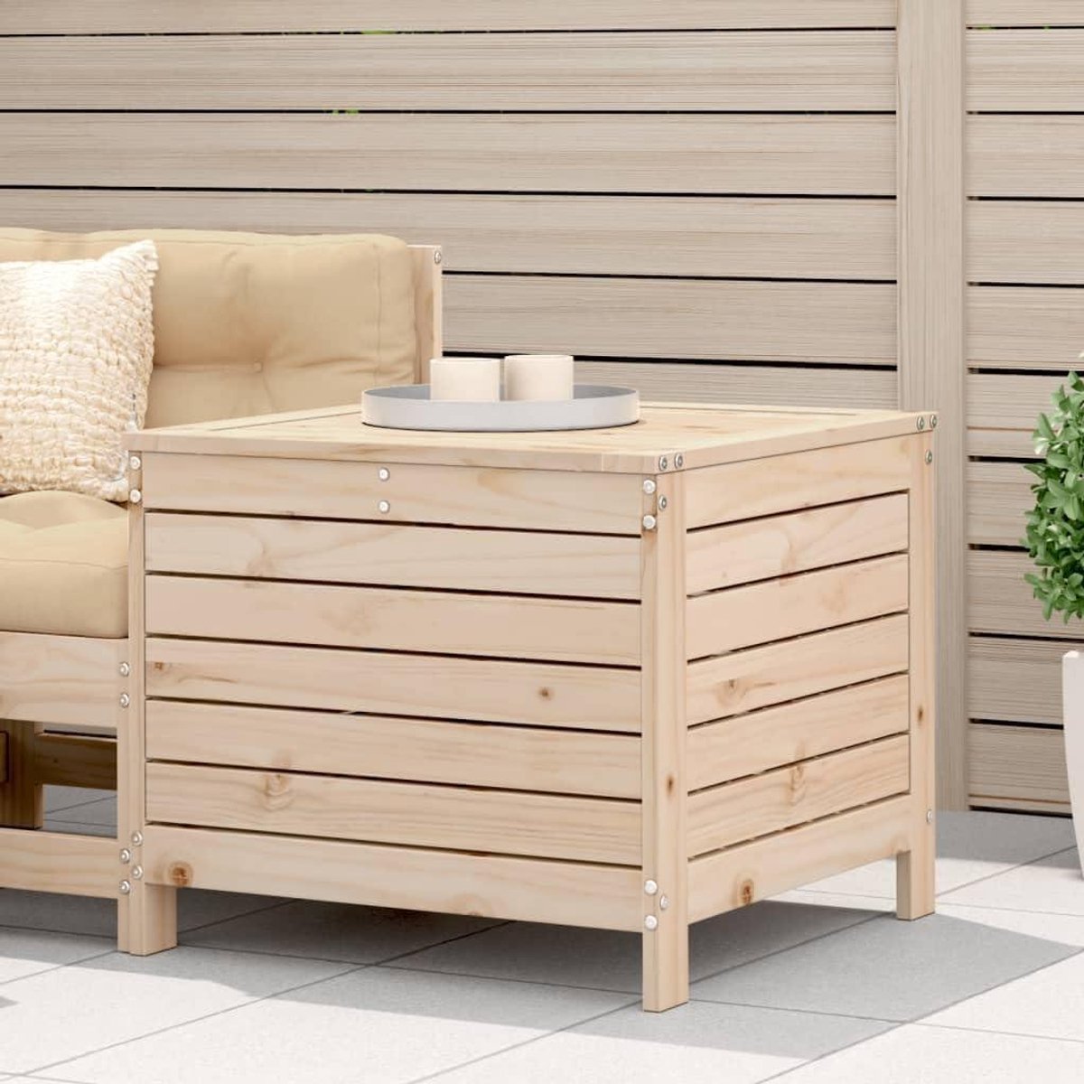 Voetensteun Tuin - Hocker Buiten - Ontspannen Buiten - Massief Grenenhout - 62x63.5x53.5 cm - Niet gespecificeerd