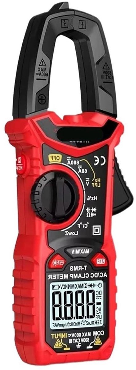 Digitale Stroommeter - Ampèremeter Multimeter - Elektrische Metingen - AC/DC 600A - Compact Formaat - Zwart