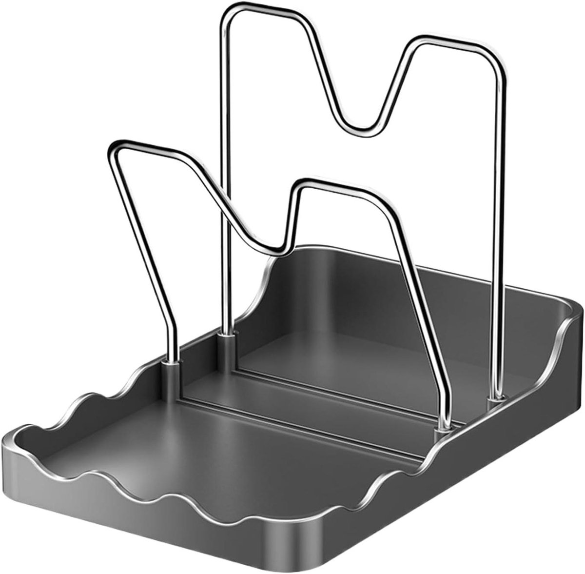 Pannendeksel Organizer - Lepelhouder - Keuken Opbergen - Dubbellaags Ontwerp - 20 cm - Grijs