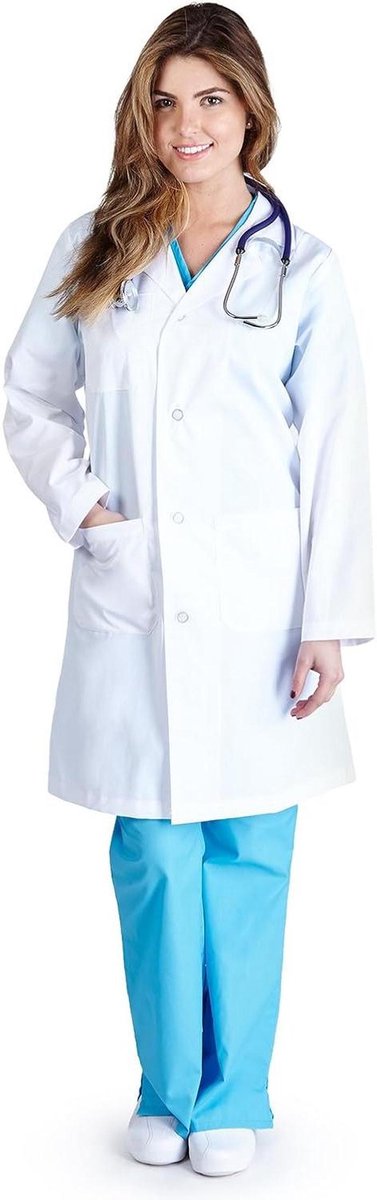 Dames Labjas - Kliniekjas Werkjas - Professioneel Gebruik - Klassieke Styling - 100 cm Lengte - Wit