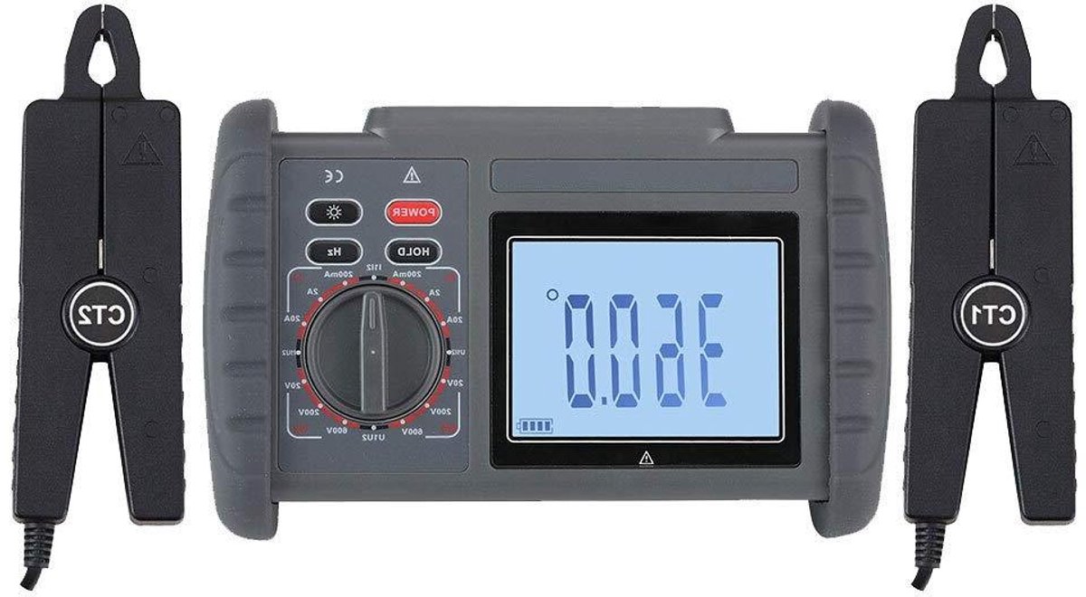 Digitale Fase Voltmeter - Stroommeter - Elektrische Metingen - Dubbele Klem - AC 600V - Zwart