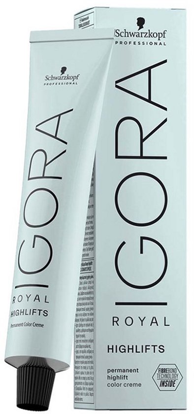 Flesje Igora Royal Highlifts permanente highlift color creme met 'FibreBond Technology' logo.