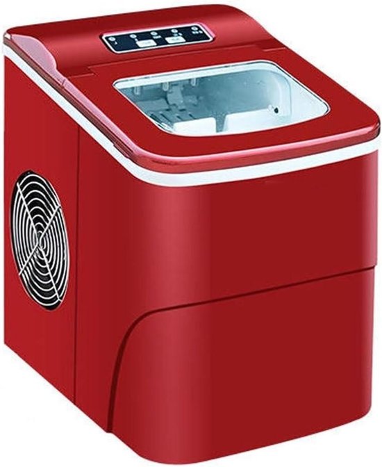 IJsblokjesmachine Elektrisch - Draagbare ijsmaker - Snelle ijsbereiding - Automatische overloopbeveiliging - 15kg per dag - Rood — afbeelding 2