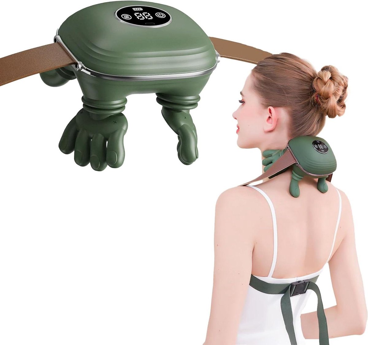 Nekmassageapparaat - Schouderverlichter - Spierontspanning - 4D Kneedmassage - 20x16x14 cm - Groen