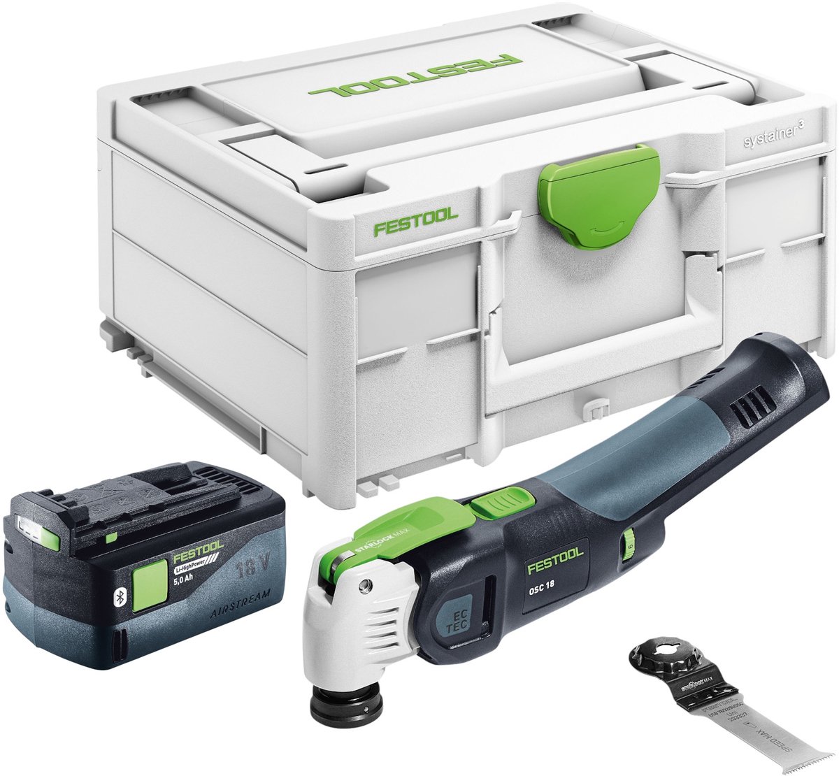 Festool OSC 18 E-Basic accu-oscillator 18 V Starlock Max Brushless + 1x accu 5,0 Ah + Systainer - zonder oplader
