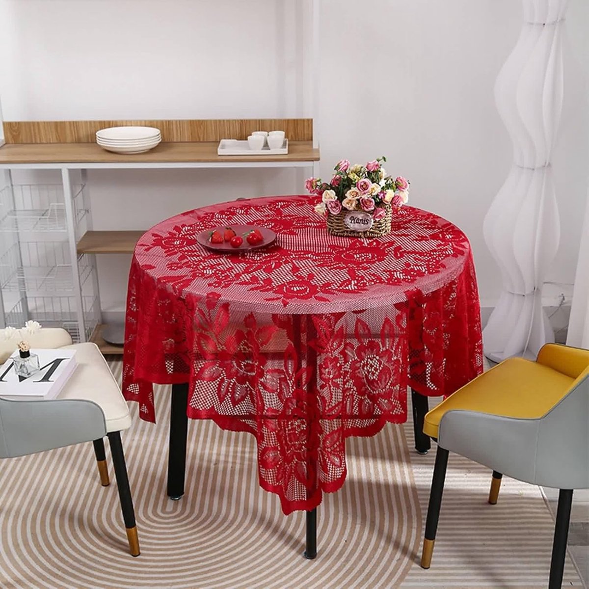 Tafelkleed - Tafelbedekking - Feestelijke Decoratie - Afwasbaar Polyester - 150 cm - Crèmewit