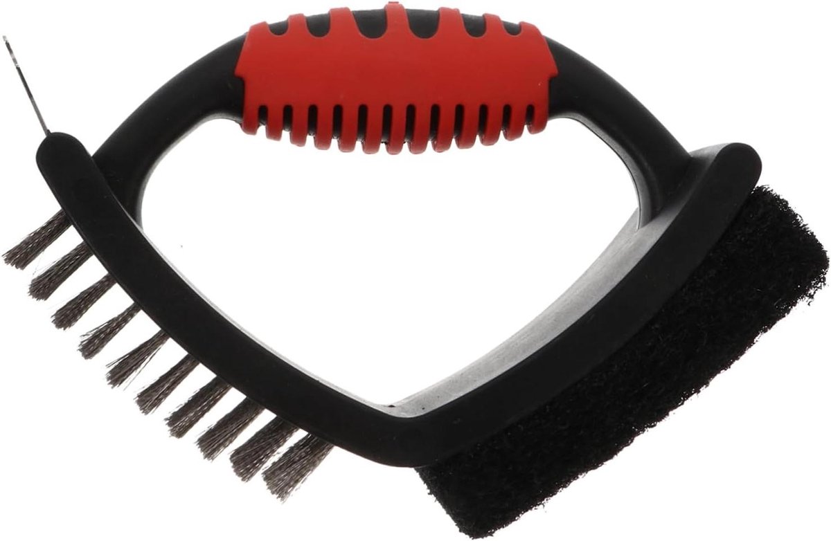 Grill Borstel - Staaldraad Borstel - Barbecue Reinigen - Ergonomische Handgreep - 14 cm - Zwart