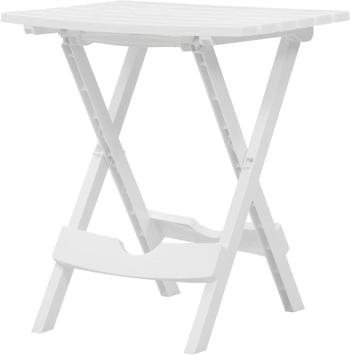 Tuin bijzettafel - Kleine tafel - Buiten zitten - Lichtgewicht en inklapbaar - 60 x 47 cm - Wit