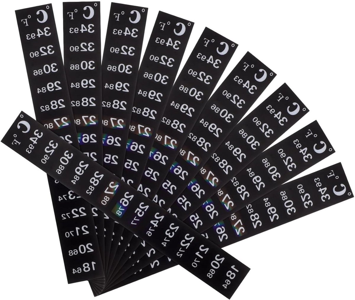 Temperatuurstrips - Aquarium thermometers - Water temperatuur meten - Kleurindicator - 10 stuks - Zwart