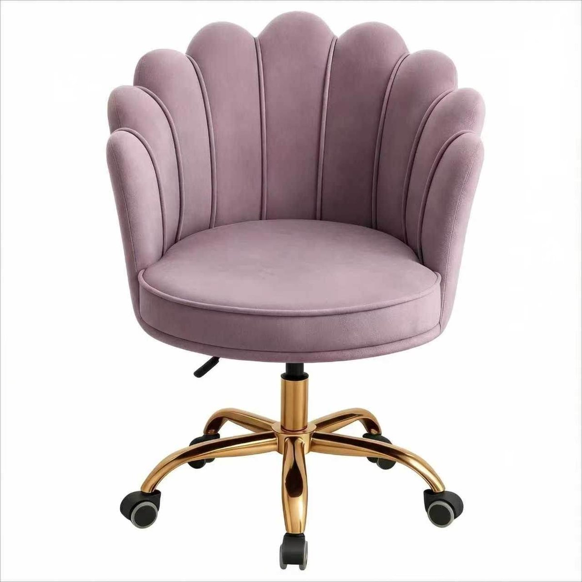 Velvet Schelp Bureaustoel Paars met Goudkleurig onderstel | Russle