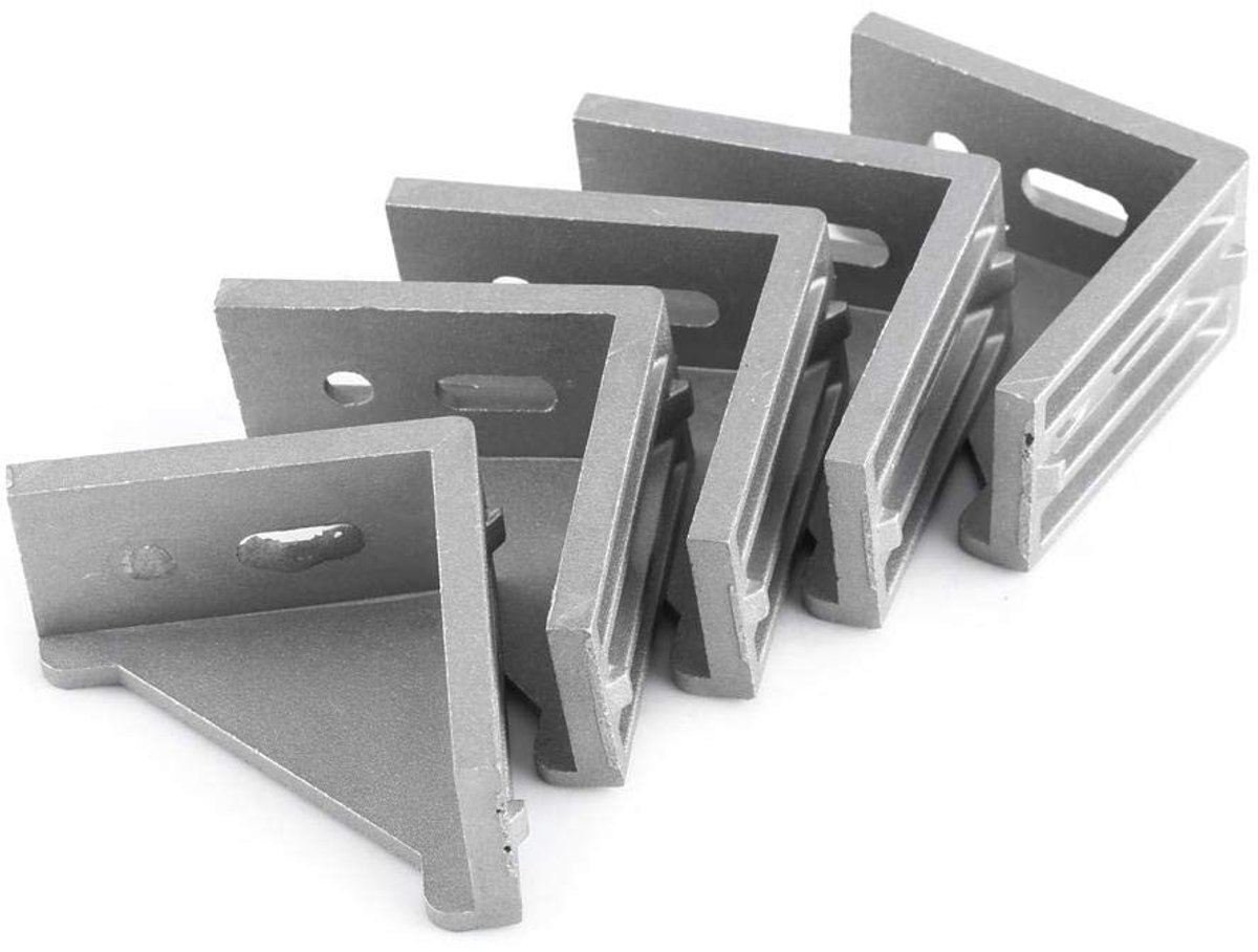 aladdien - L-vormige Hoekhouder - Aluminium Hoekbevestiging - 5 Stuks - 58x58mm - Duurzaam en sterk - Ideaal voor meubelbouw - Geschikt voor diverse..