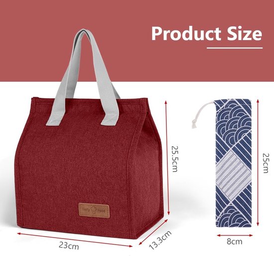 Lunch Bags voor Vrouwen en Mannen - Draagbare Lunch Box Tas - Geïsoleerde Koeltas - Lekvrije Lunch Organizer - Thermische Koeltas voor Werk Buiten School Reizen - Wijnrood van Merkloos — afbeelding 5