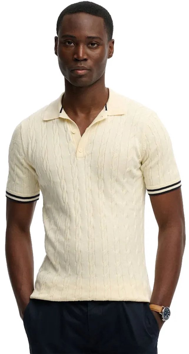 Superdry Poloshirt Knitted Texture S S Polo M1110441a H5e Classic Mannen Beige