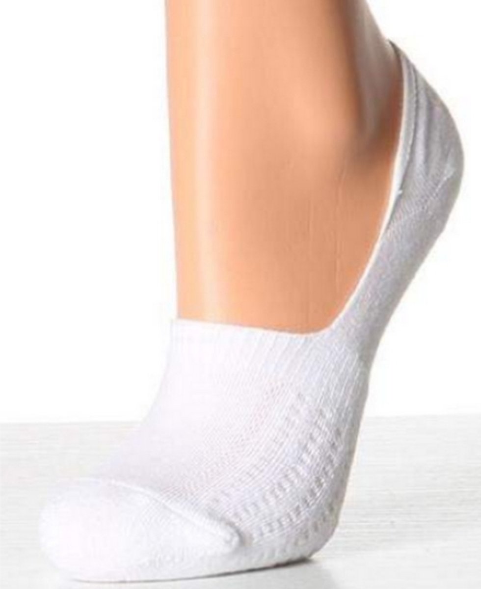 2 paar - Unisex Katoenen Footies – Kleur Wit - Onzichtbare Lage Sokken – Ademend & Antislip – Comfort Badstof – Niet‑Zichtbare Sneakersokken voor Dames & Heren maat - 39-42
