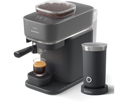 Philips Baristina + Melkopschuimer Bundel - BAR308/60 - Semi-Automatische Espressomachine - Pistonmachine - Koffiemachine met bonen - 2026 Editie - Zwart