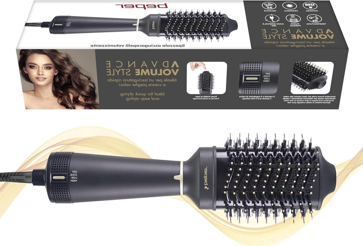 Haardroger Borstel - Stijltang Föhn - Haar Stylen - Innovatief Ovaal Design - 1200W Vermogen - Zwart