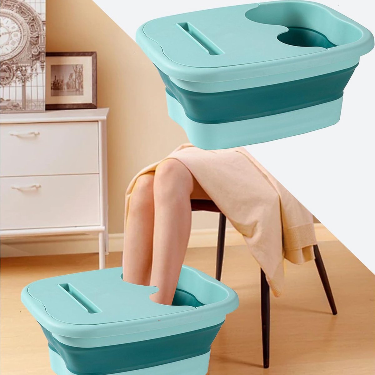 Voetbad - Opvouwbaar bekken - Voeten weken - Ingebouwde massage - 40 x 32 cm - Grijs