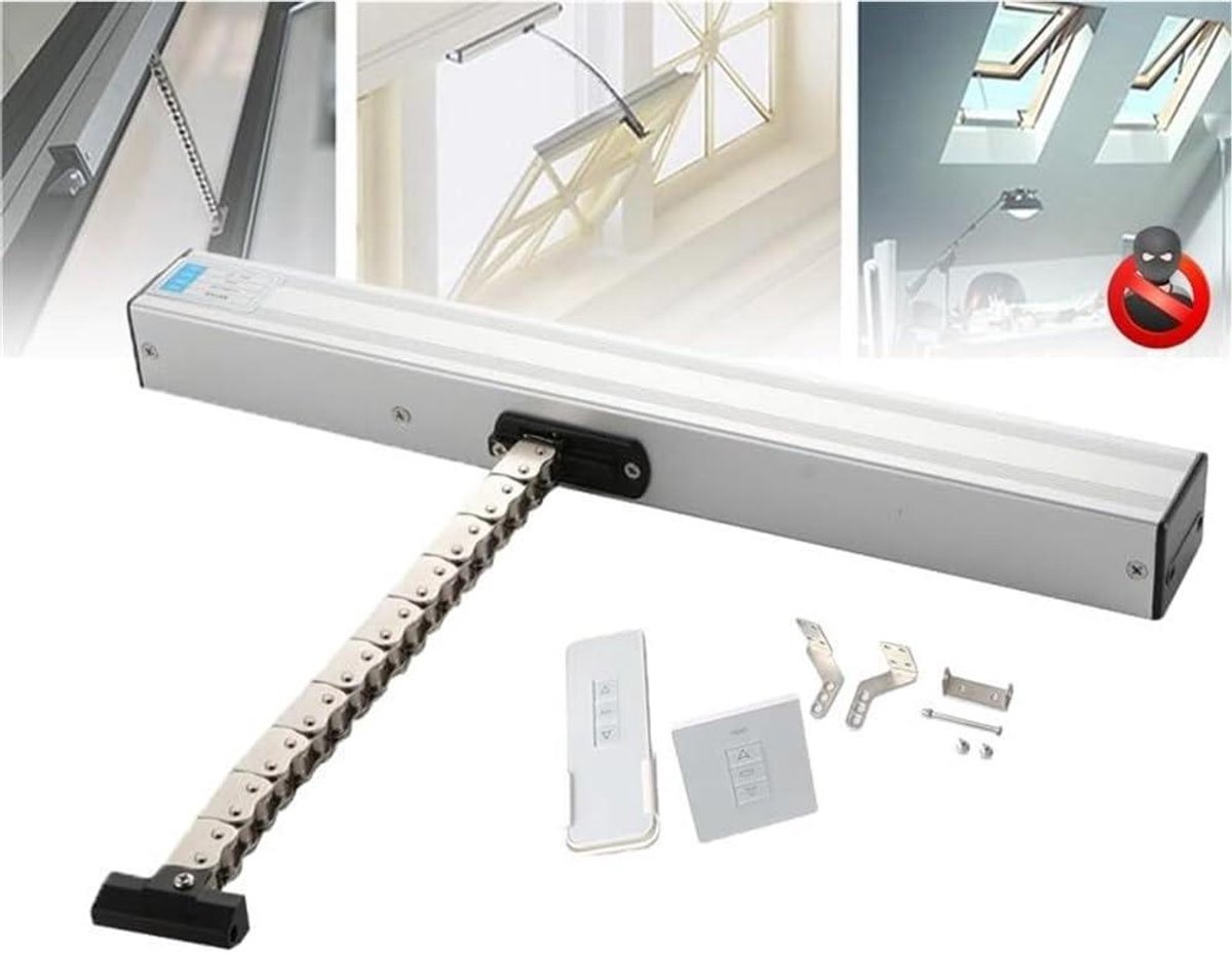 Automatische raamopener - Elektrische ketting - Ventilatie regelen - Dubbel kettingontwerp - 300-1000mm slag - Zilver