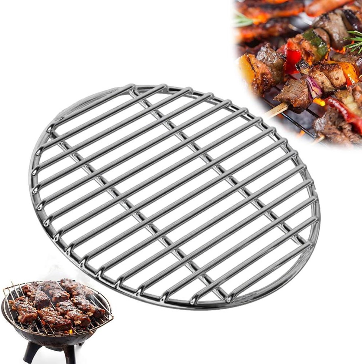 BBQ Grill Roost - Buiten Kookrooster - Buiten Koken - Roestvrij Staal - 40cm Diameter - Zilverkleurig