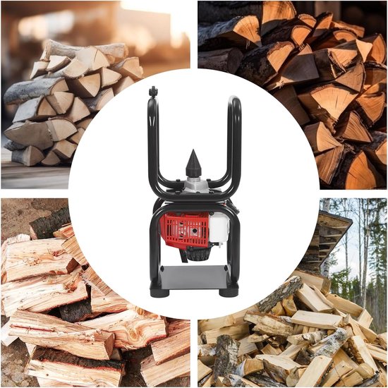 Benzine Houtsplitter - Houtklover - Hout Kloven - Krachtige 2-takt motor - 24 cm diameter - Zwart Rood — afbeelding 5
