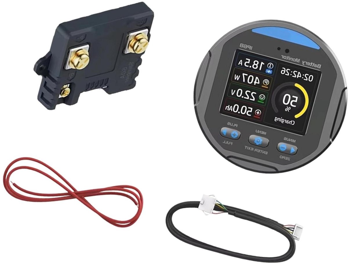 Batterij Capaciteit Tester - Coulometer LCD - Batterij Beheer - IP68 Waterdicht - 8-80V - Zwart