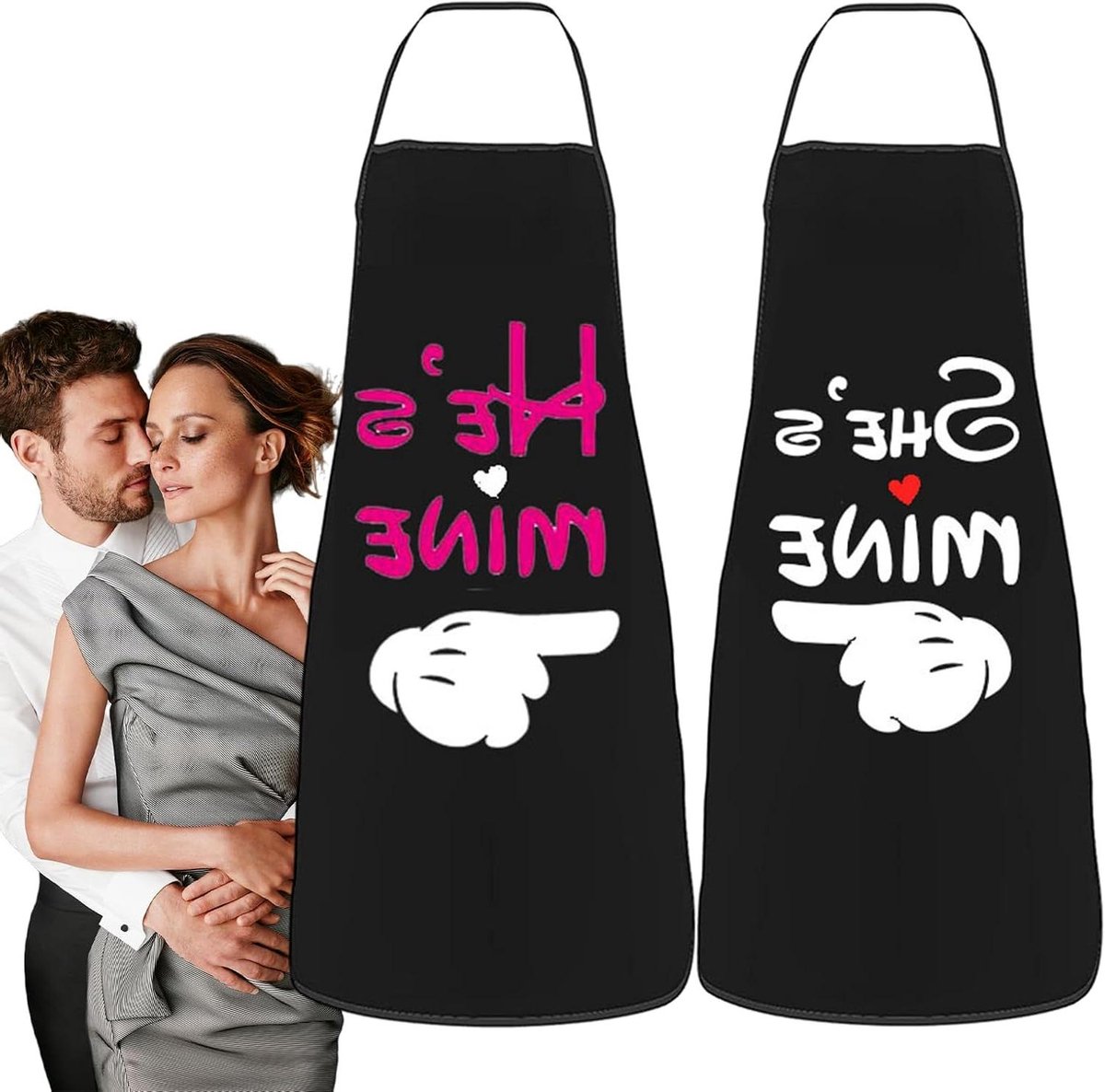 Koppel Schorten - Keuken Schorten - Samen Koken - Verstelbare Banden - 2 Stuks - Bedrukt