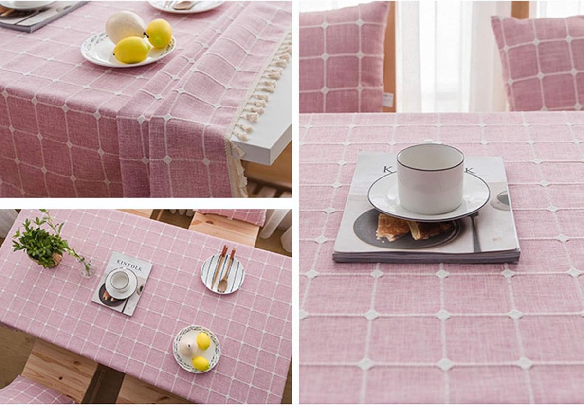 Tafelkleed Vierkant - Decoratiekleed - Tafeldecoratie - Met Tassels - 60x60 cm - Roze
