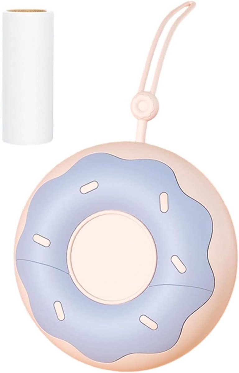 Pluisroller Kleding - Donut Reiniger - Huisdierhaar Verwijderen - Slank Ontwerp - 9 x 9 cm - Roze Blauw
