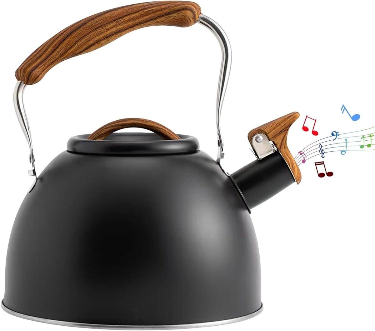 Kookplaat Waterkoker - Theepot Fluitketel - Water Koken - Snelle Warmtegeleiding - 3 Liter Capaciteit - Zwart
