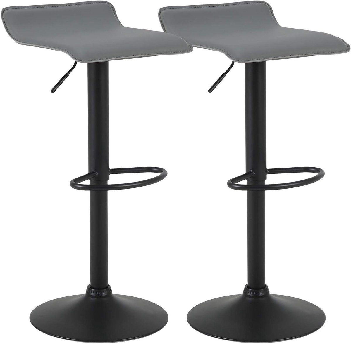 Barkrukken Set - Hoge stoelen - Aanrecht Zitten - Verstelbare Hoogte - Set van 2 - Grijs