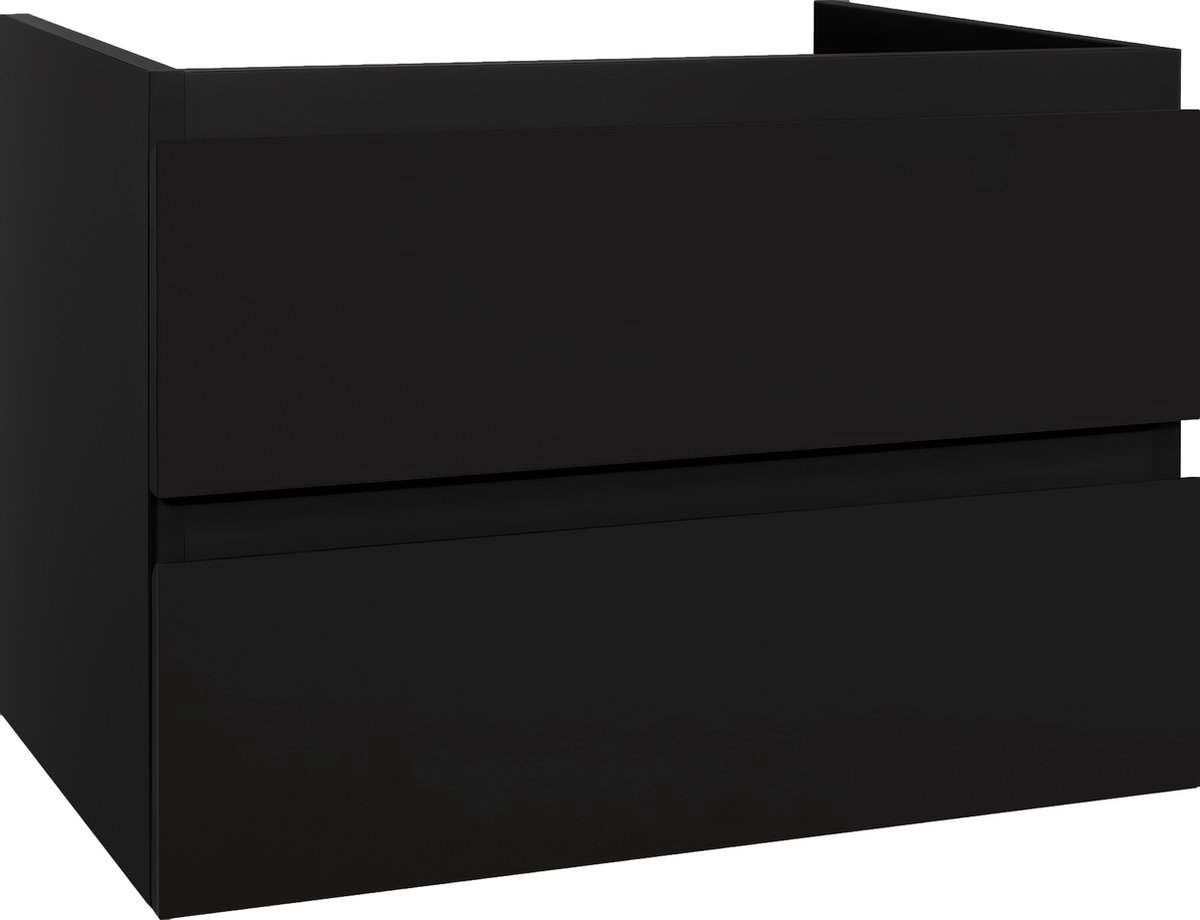 H&F Badkamermeubel 80 cm Mat Zwart – Onderkast met Keramische Lavabo Exclusief Accessoires