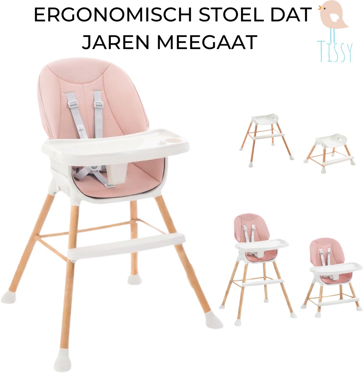 Tissy Meegroei Kinderstoel - Roze - In hoogte verstelbaar thumbnail 6