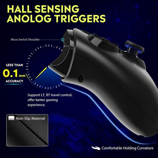 Draadloze Gamecontroller met Hall Effect Joysticks voor PS4, PC, Mobiel en meer — afbeelding 2