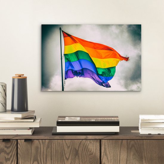 Photo d'un drapeau arc-en-ciel Aluminium 30x20 cm - petit - Tirage photo sur aluminium (décoration murale en métal)