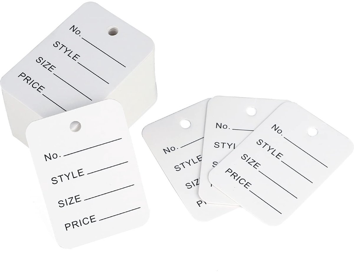 aladdien - Kleine prijsetiketten - Prijskaartjes voor kleding - 1000 stuks - Wit - Hangetiketten voor sieraden - Perfect voor vlooienmarkten en romm..