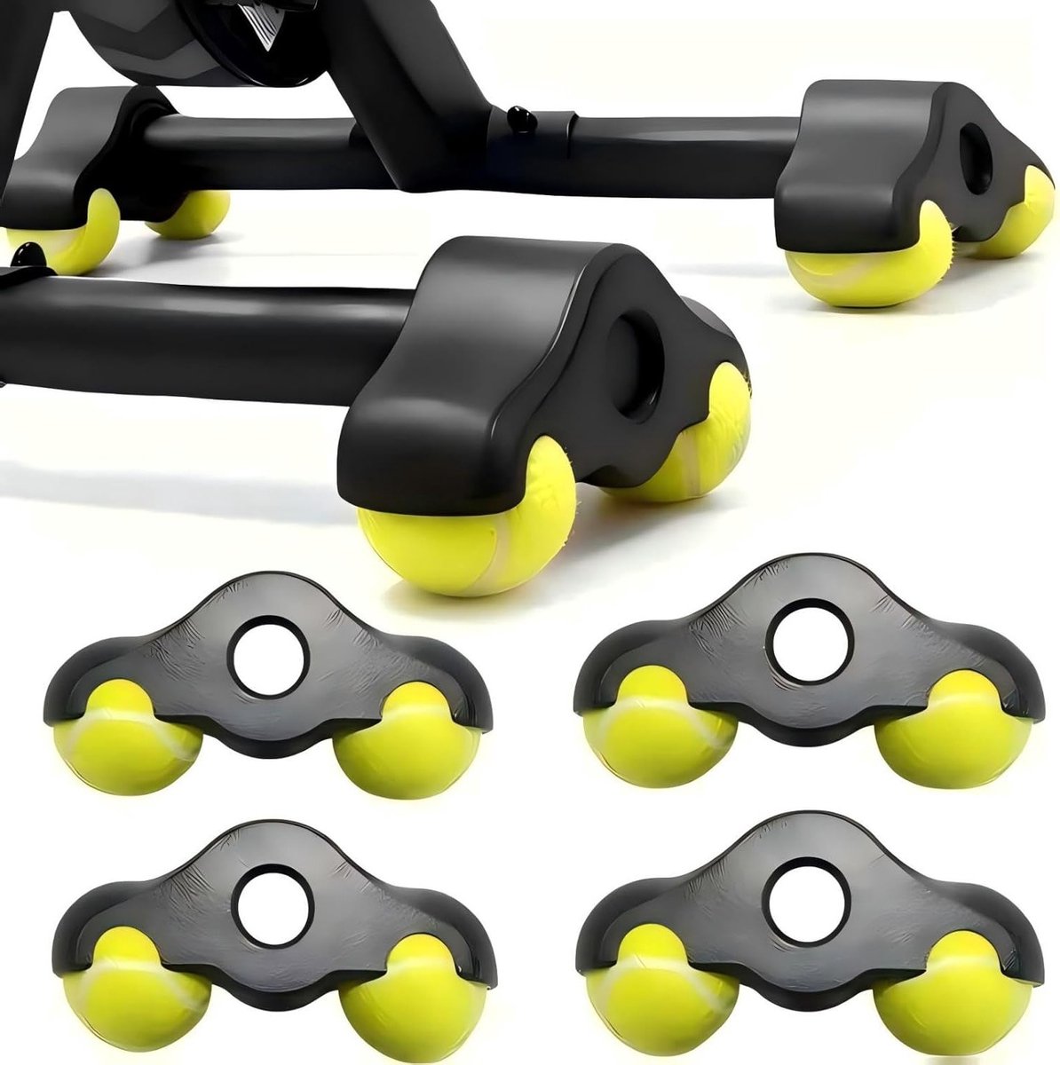 Rocker Plate Voeten Set van 4 voor Fiets Trainers - Indoor Adapter met Tennisballen voor Optimale Stabiliteit en Prestaties