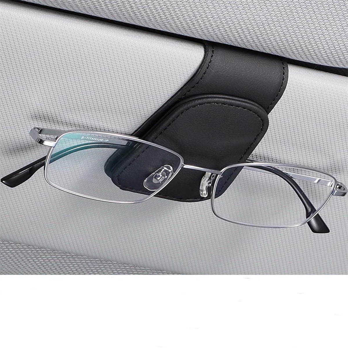 carmdering - Zonnebrilhouder Auto Clip van Microvezel Leer – Universele Zonneklep Brillenhouder – Multifunctionele Organizer voor Zonnebril, Kaarten & Accessoires – Compact & Stijlvol Interieur Accessoire