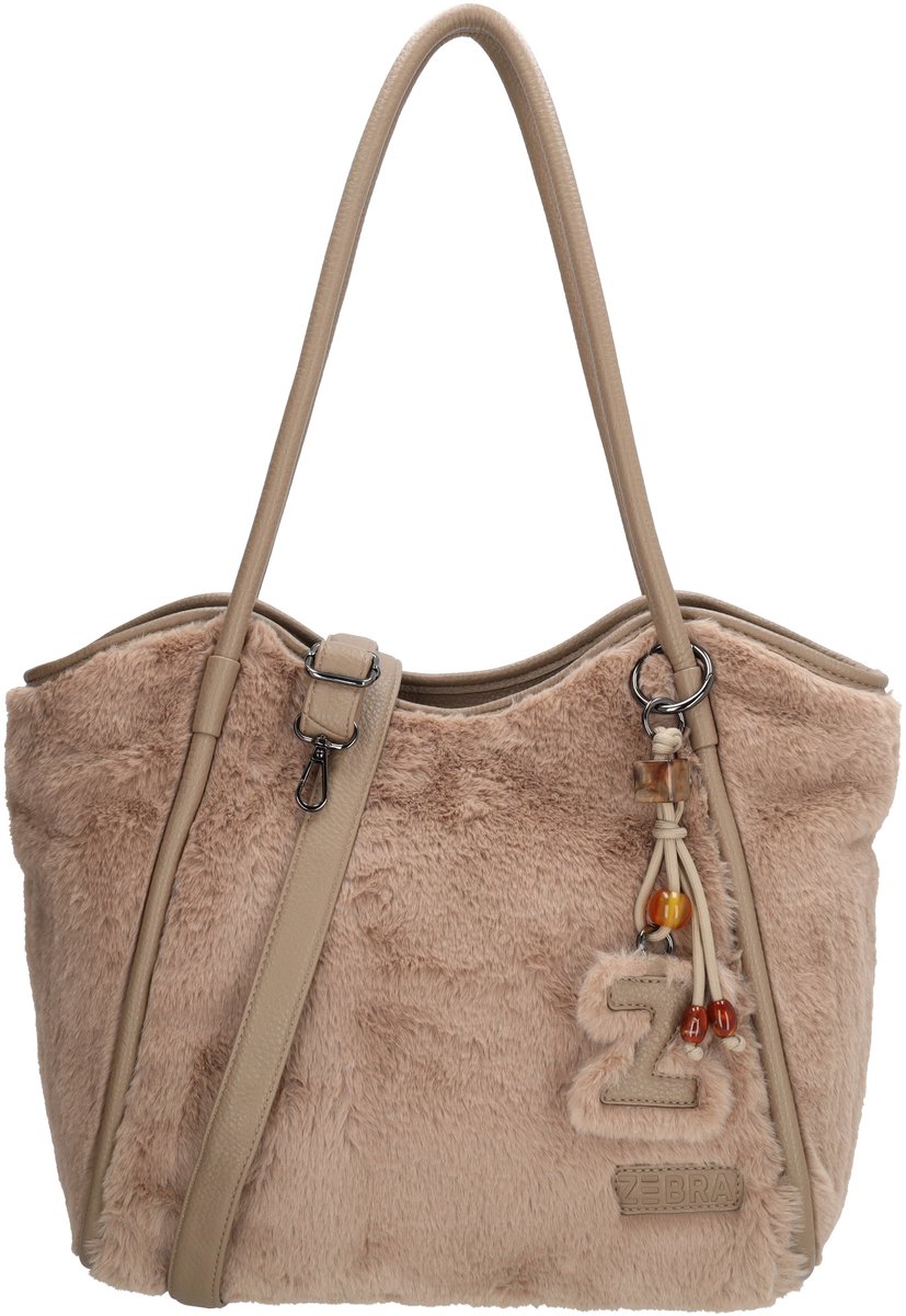Zebra Trends Jolie Laptoptas - Shopper - 15,6 Inch Laptopvak - Damestas - Bont - Bag Charm - School - Werk - A4tas - Lichttaupe