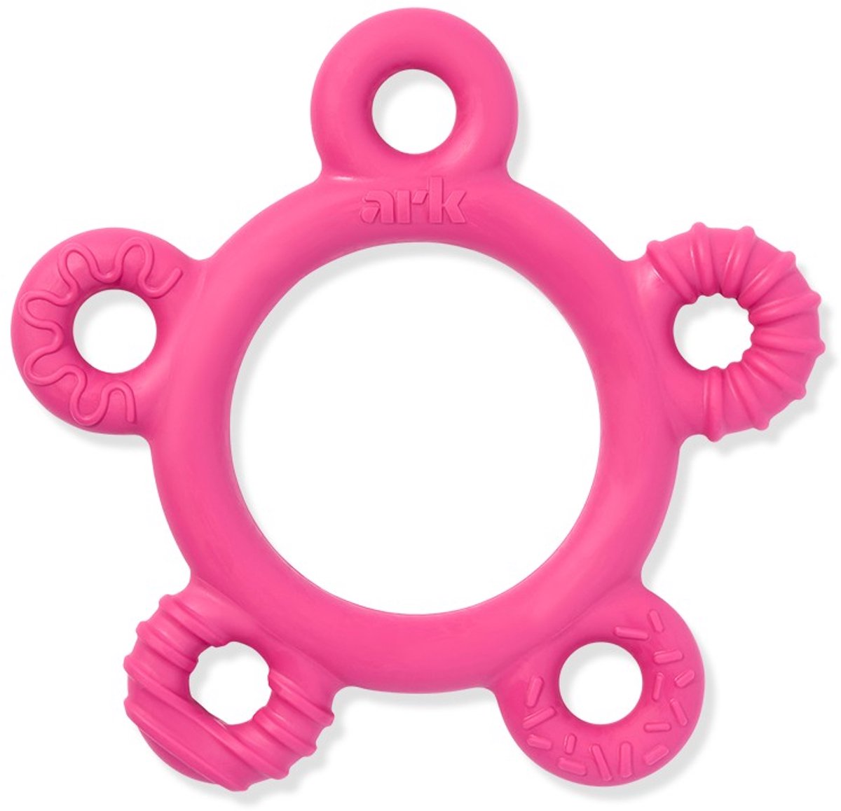 ARK Therapeutic bijtspeelgoed donut ring baby roze stevig kunststof.