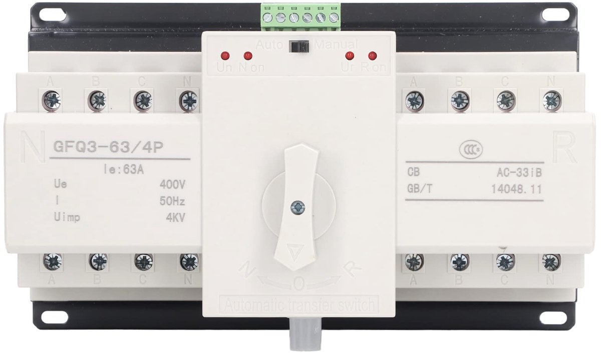 aladdien - Mini Automatische Omschakelaar - 4P Stroomomschakelaar - Betrouwbare oplossing - Compact formaat - Elektrische Keuzeschakelaar - Veilighe..