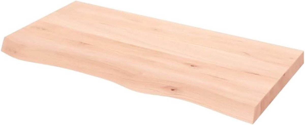 Tafelblad Massief Eikenhout - Vervangend Blad - Tafel Opfrissen - Natuurlijke Rand - 100x50 cm - Naturel