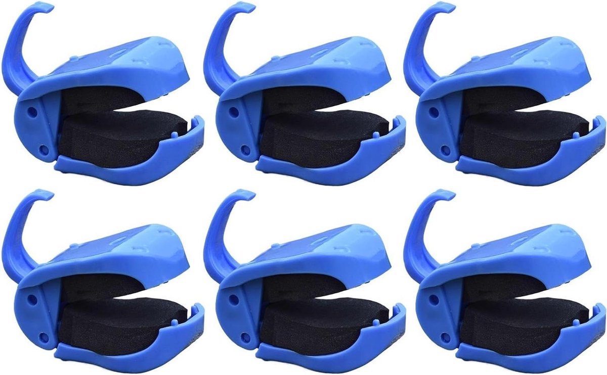 Hengelhouder clips - Visbenodigdheden - Hengels organiseren - Antislip grip - 6 stuks - Blauw