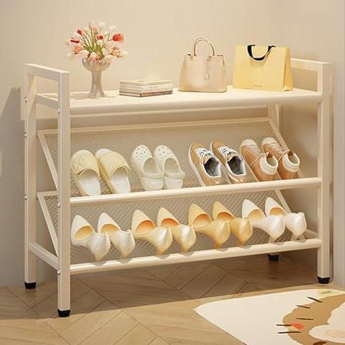 Schoenenrek - Opberger - Ruimte Besparen - Verticale Open Opslag - 50x65 cm - Zwart