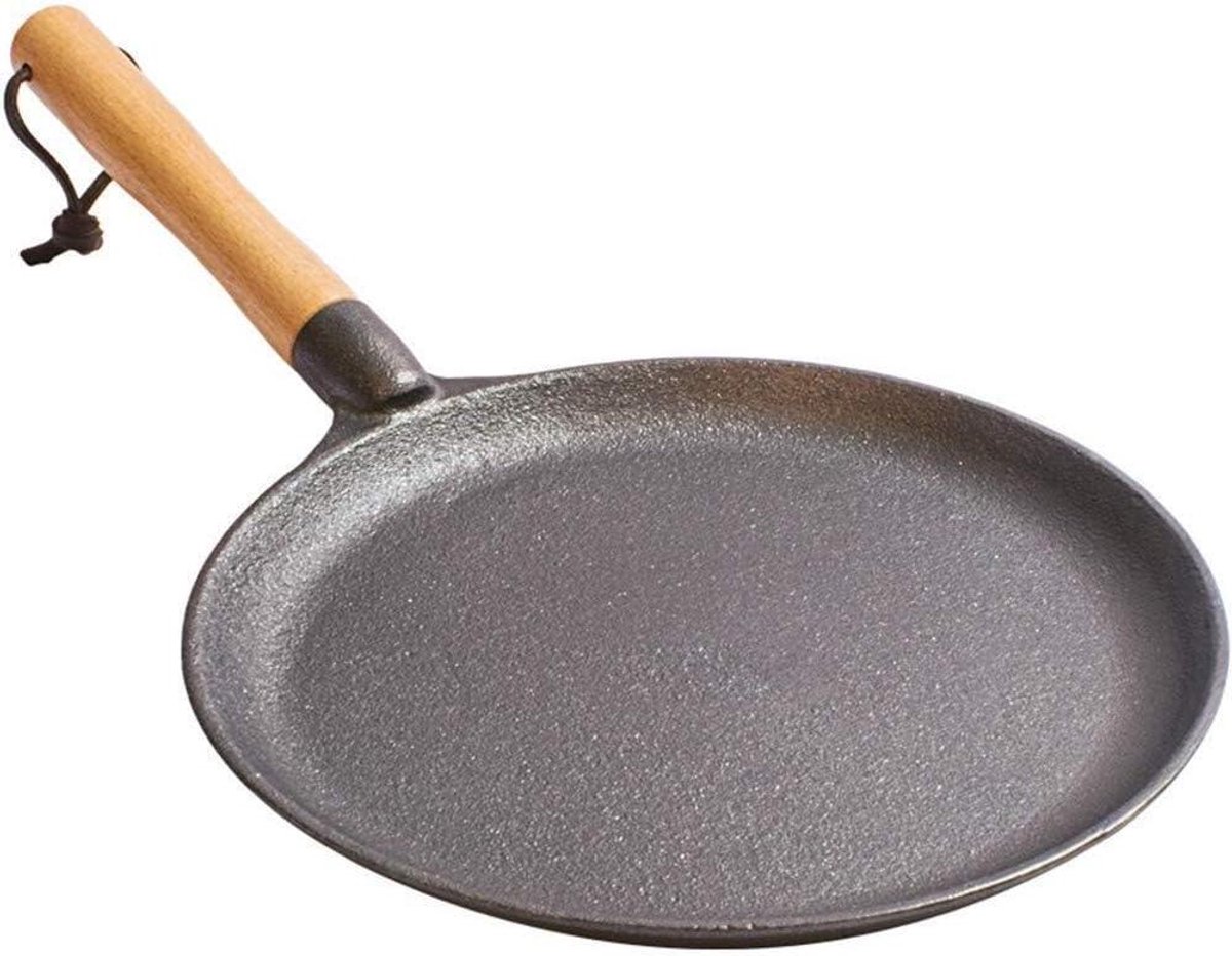 Gietijzeren Koekenpan Steak Lekker Koken Met Beukenhouten Handvat 26cm Diameter Zwart