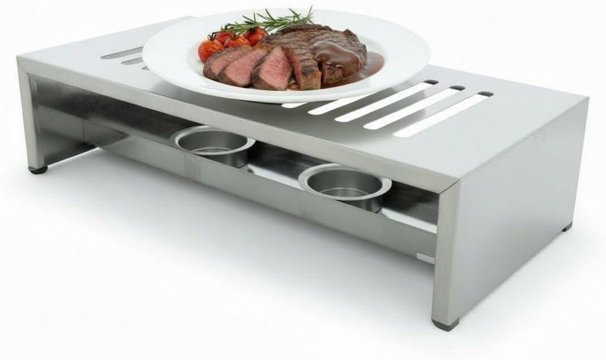 Warmhoudplaat - Bordenwarmer - Eten warm houden - Regelbare warmte - 26x15x7 cm - Zilver